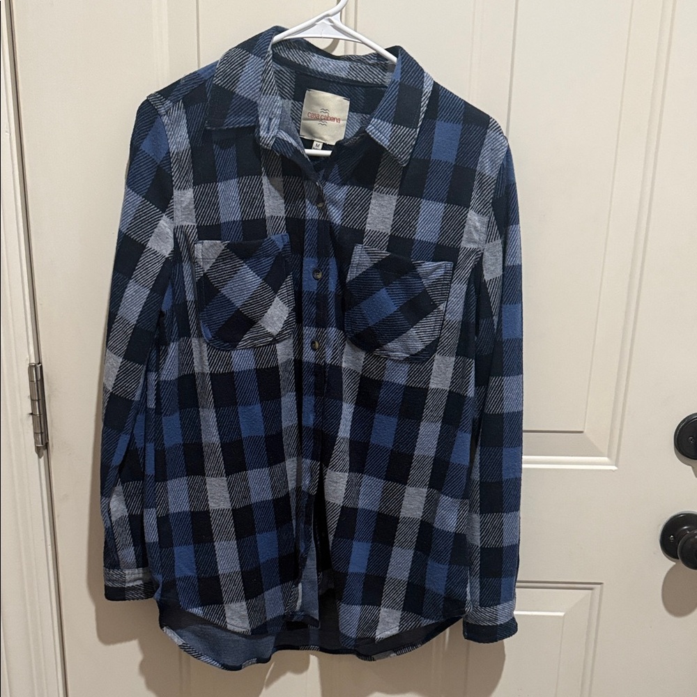 Blue and Black Plaid Button Down Shirt